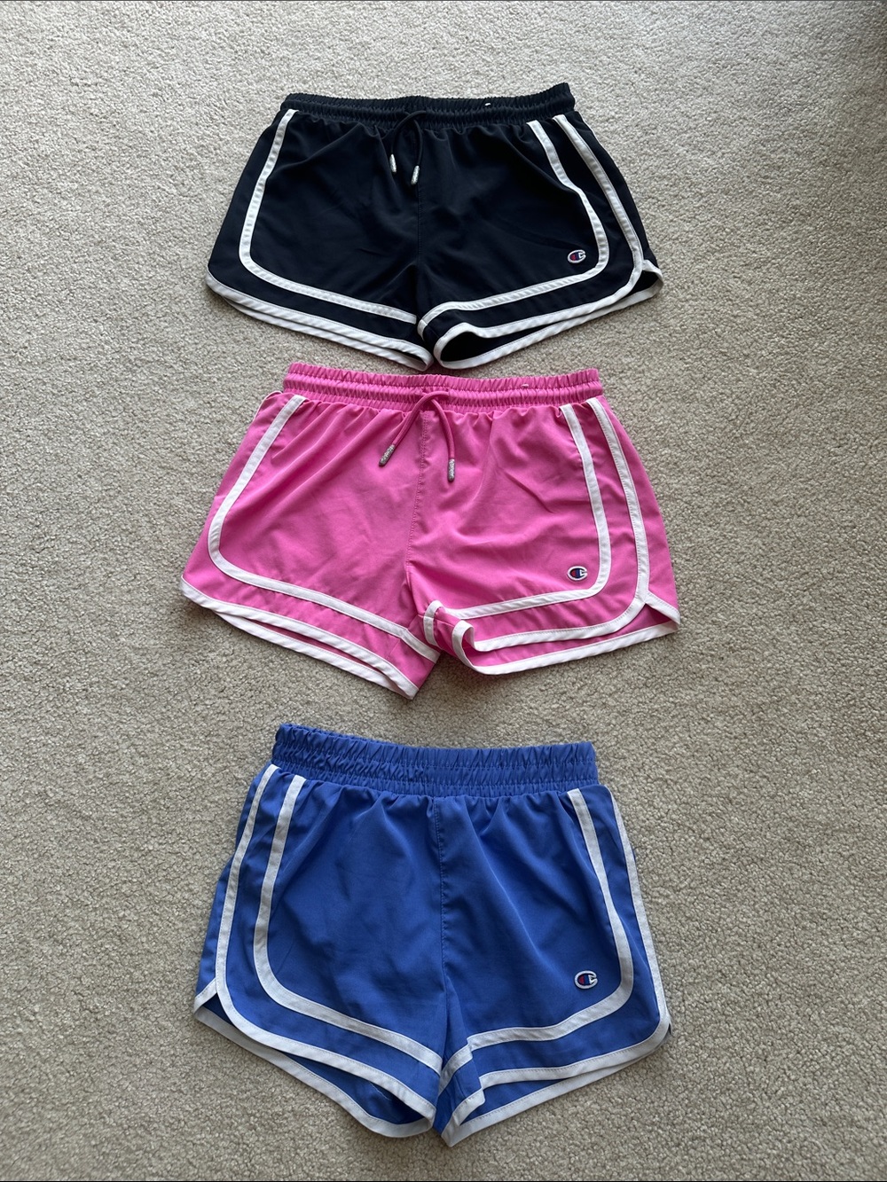 Champion Girl’s Black, Pink & Blue Athletic Shorts Trio - L(10-12)
